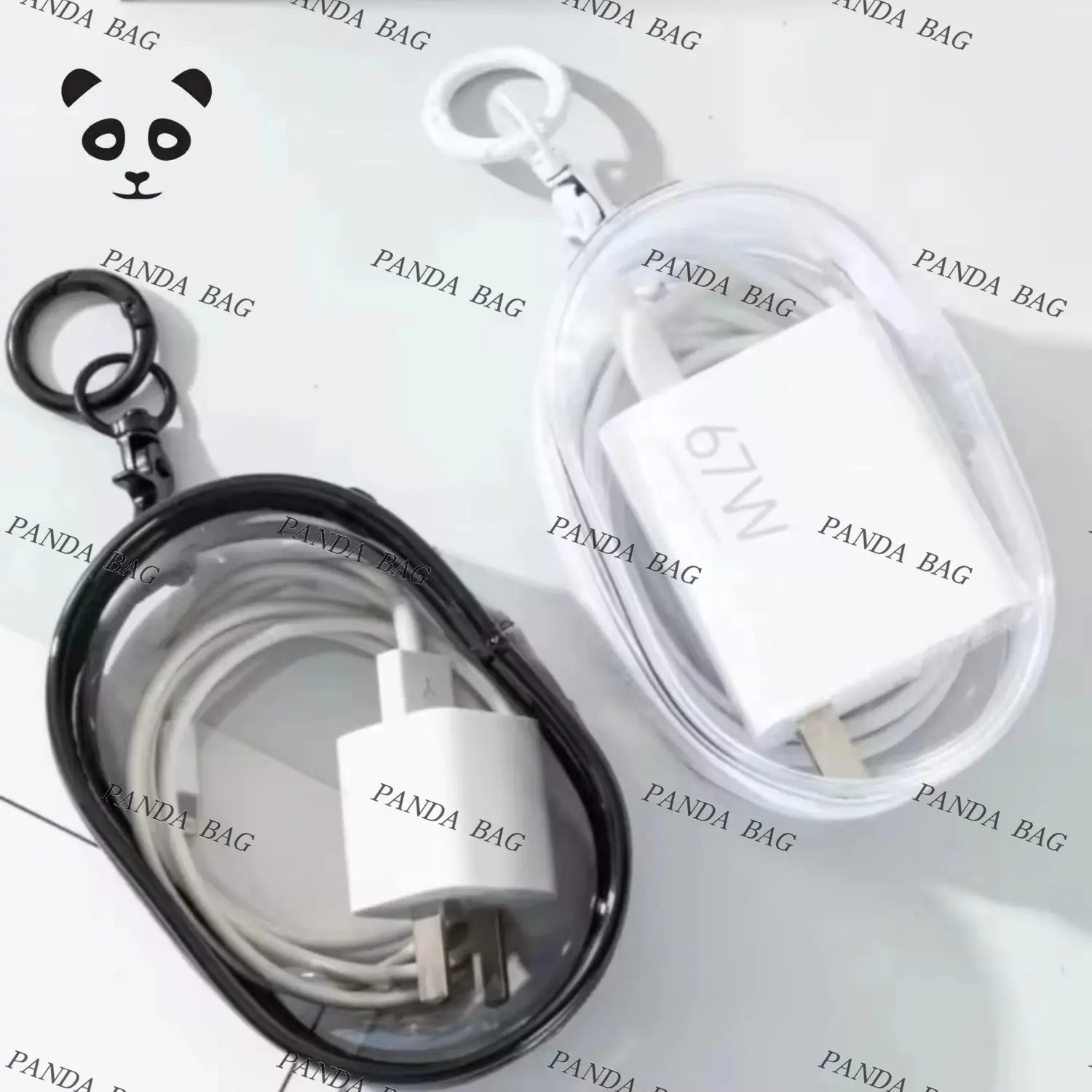 Data cable charger earphone transparent storage small round bag