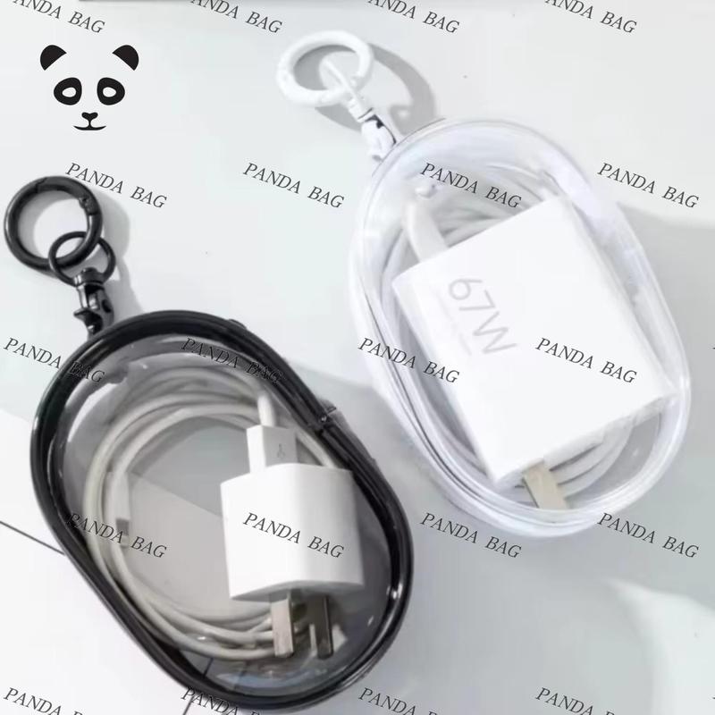 Data cable charger earphone transparent storage small round bag 0