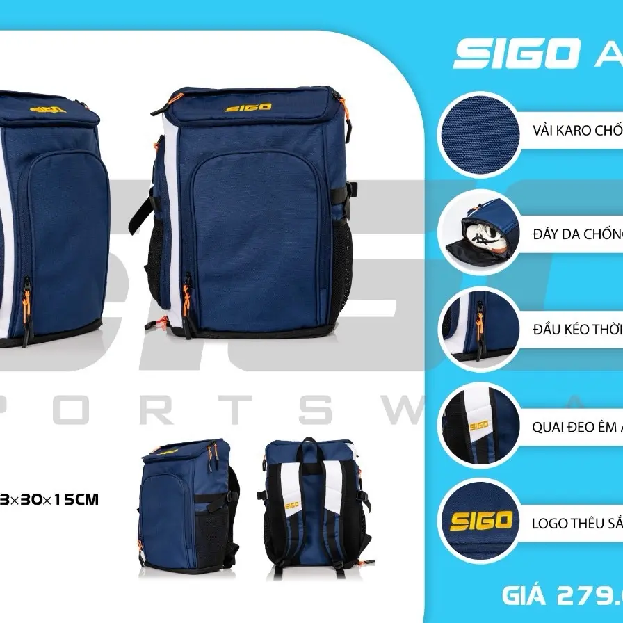 BALO THỂ THAO SIGO ALLY VẢI KARO CHỐNG THẤM NƯỚC Túi Thể Thao Sport Nam