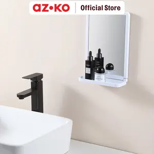 AZKO Fosa 20X30 cm Cermin Dinding Kamar Mandi Dengan Rak - Putih Bathroom Wall Mirror Rak Cermin Kaca Tembok