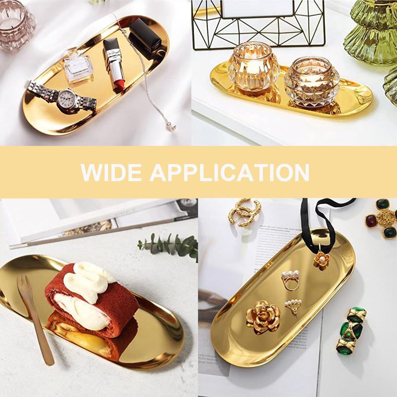 Stainless Steel Bathroom Tray, Decorative Tray, Jewelry Dish, Cosmetics Organizer, Food Snack Oval Plate, Small Storage Tray, Bathroom Organizers Storage 2