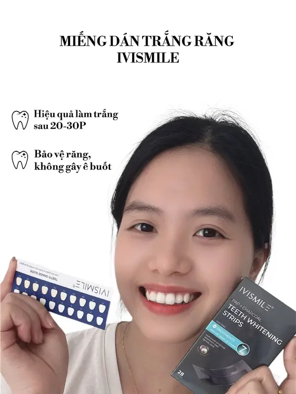 Miếng Dán Trắng Răng Ivismile Không Gây Ê Buốt - 14 Gói/Hộp hoạt  tính  trắng  răng 0