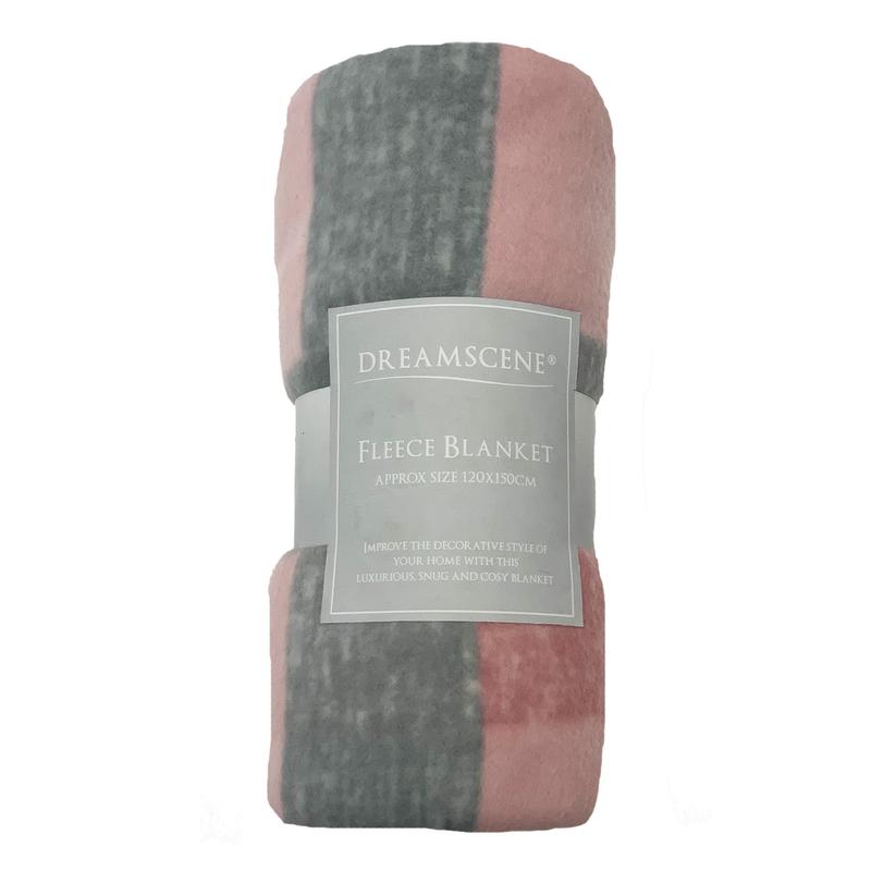 Dreamscene Tartan Check Throw Over Bed Warm Soft Blanket, Blush - 120 x 150 cm 1
