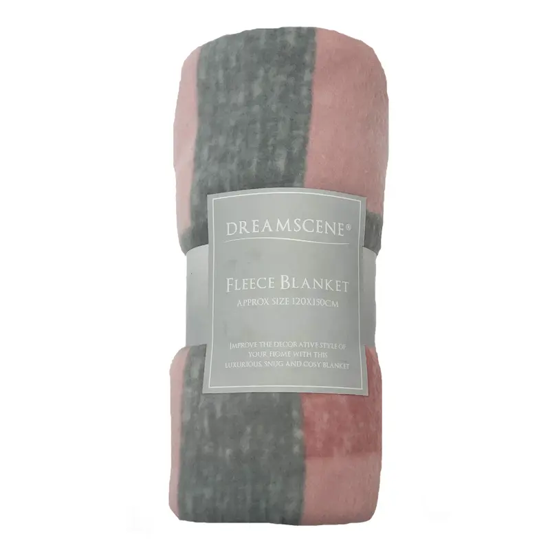 Dreamscene Tartan Check Throw Over Bed Warm Soft Blanket, Blush - 120 x 150 cm 1