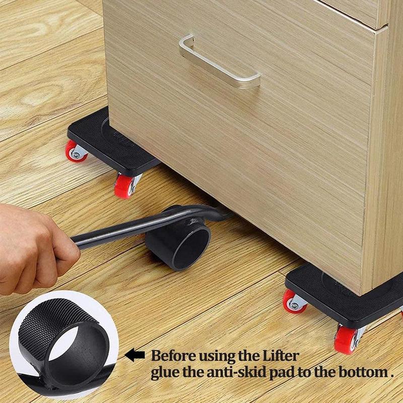 5PCS Strong Lifting Square Wheel Roller Bar Furniture Mover Set ...
