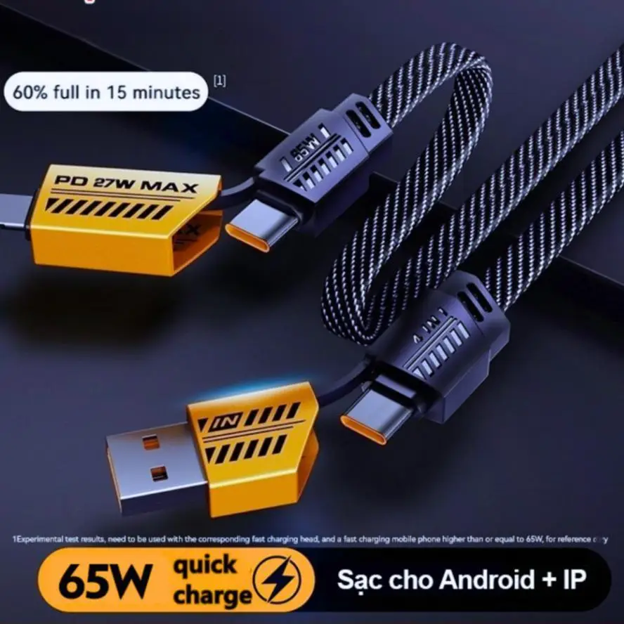 Cáp sạc nhanh 4in1 USB sang Type C PD Sạc nhanh cho iphone Xiaomi Samsung PD 27W