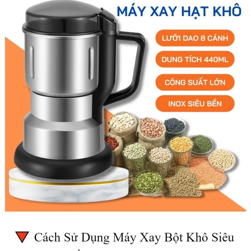 Máy Xay Bột Khô GVQ Siêu Mịn Công Suất 300W 8Lưỡi Dao Đa Năng Dễ Dàng - Dụng Cụ Nghiền Đồ Khô,Hạt Cà Phê,Ngũ Cốc Gia Vị