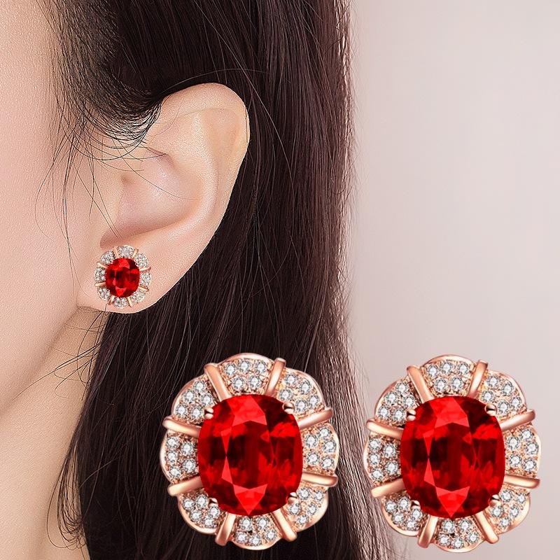 Product Introduction of Tiktok Live Streaming on Kwai Jewelry Suit 18K Gold Plated Imitation Natural Gem Tourmaline Rings Pendants Necklace Ear Stud 7