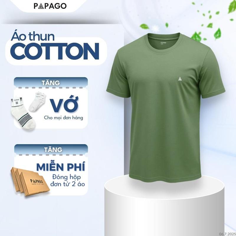  Áo Thun Trơn Cổ Tròn PAPAGO Đa Dạng Màu Sắc Vải Thun Cotton 4 Chiều Co Giãn - P23ATTC001 
