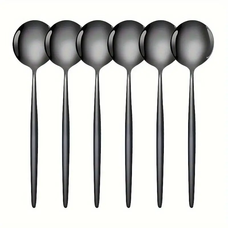 Stainless Steel Dinner Spoon (6 Counts), Durable Soup Spoon, Multifunctional Coffee Stirring Spoon