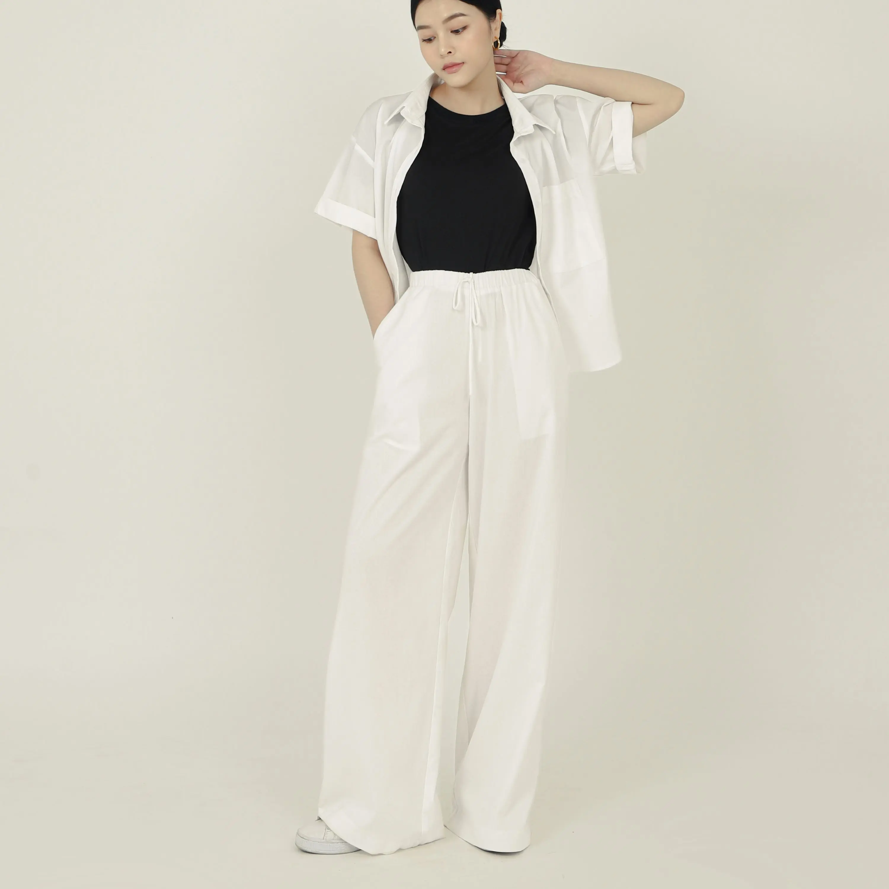 AOEM STUDIOS - The Linen Pants - Quần Suôn Linen Trắng Freesize