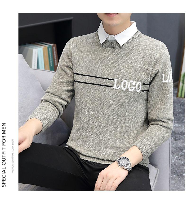 Product Introduction of Áo Len Dệt Kim, Giả Hai Lớp, Dành Cho Nam Giới, Dệt Kim Dày, Sợi Dày, Áo Sơ Mi Lớp Cơ Sở Thường Ngày Cổ Áo Len, Chất Liệu Chenille, Thích Hợp Cho Mùa Thu Và Mùa Đông 15