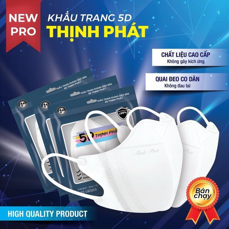COMBO 200 Khẩu Trang 5D Mask Thịnh Phát Cao Cấp, Chống Tia UV, Khẩu Trang Y Tế 3 Lớp Kháng Khuẩn 5D
