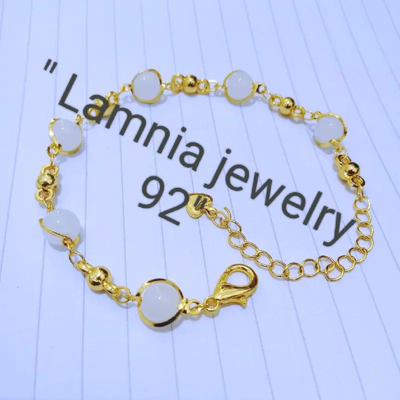 GELANG TANGAN BOLA BOLA PUTIH PERHIASAN WANITA MURAH POL Titanium 1