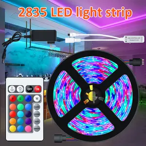 Pplus Lampu Led Strip RGB 5M (12V)2835 Waterproof Komplit Set Adaptor Remote waterproof lampu kamar aesthetic  variomodifikasi led light ideas biru hijau merah  kotak