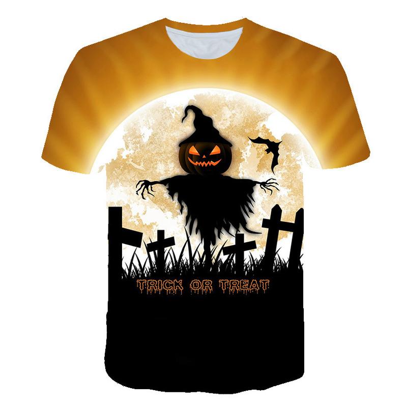3D Printed T-Shirt Short Sleeved Top New Short Sleeved Halloween Printed Men'S Loose T-Shirt Street Trend Men'S Style  Menswear Polyester 2