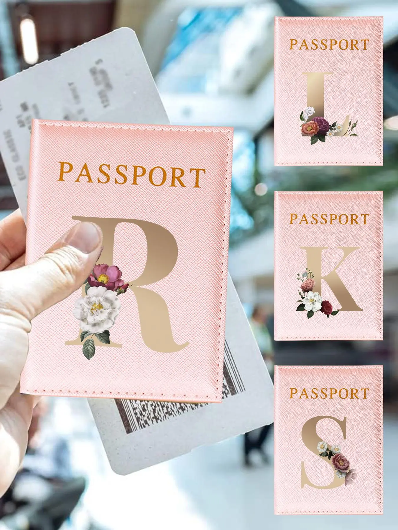 Floral & Letter Pattern Passport Holder, Lightweight Travel Passport Flight Ticket Case, Unisex Id & Card Protector Cover for Holidays and Everyday Use, Card Covers for Debit Cards