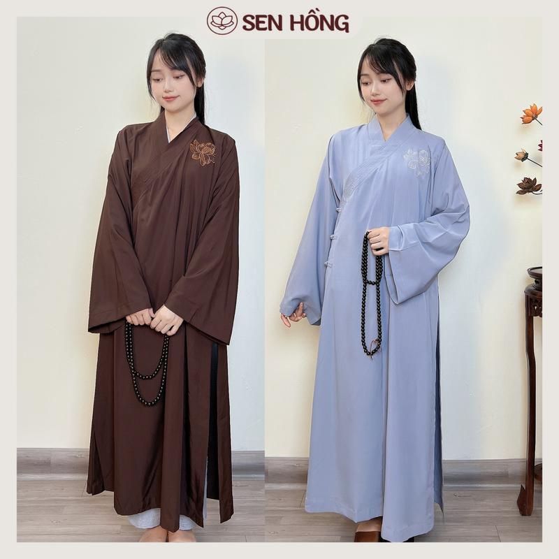 [SEN HỒNG] ÁO TRÀNG PHÁP PHỤC PHẬT TỬ TRUYỀN THỐNG THÊU SEN - áo tràng khoác ngoài hành lễ trang nghiêm phom rộng nam nữ AT03