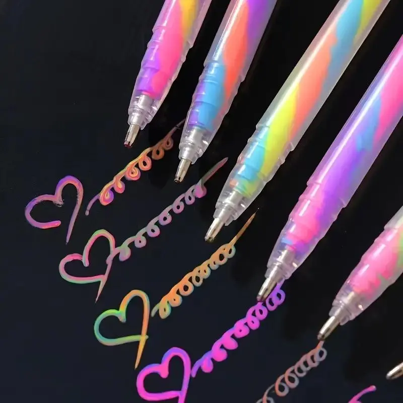 Colorful Glitter Pen, 6 Counts Spiral Writing Pen, DIY Decorative Pen for Scrapbooking, Journaling, Drawing, Writing, Mam Gift Sets, Back to School Supplies