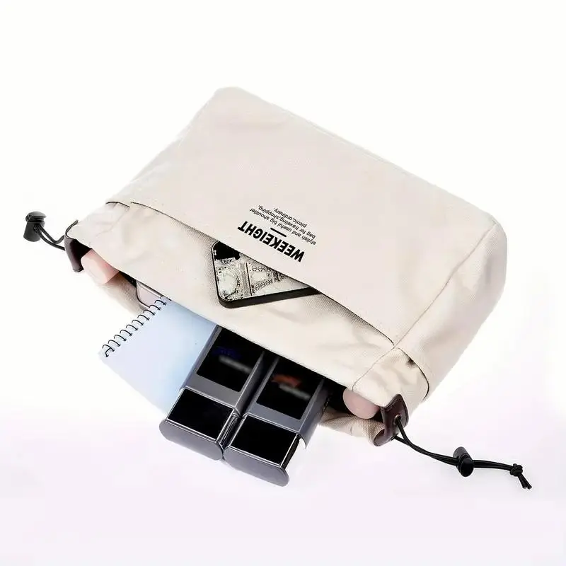 Canvas Storage Bag, 1 Count Lightweight Portable Travel Storage Bag with Drawstring, Large Capacity Inner Pocket Organizer for Indoor & Outdoor 4