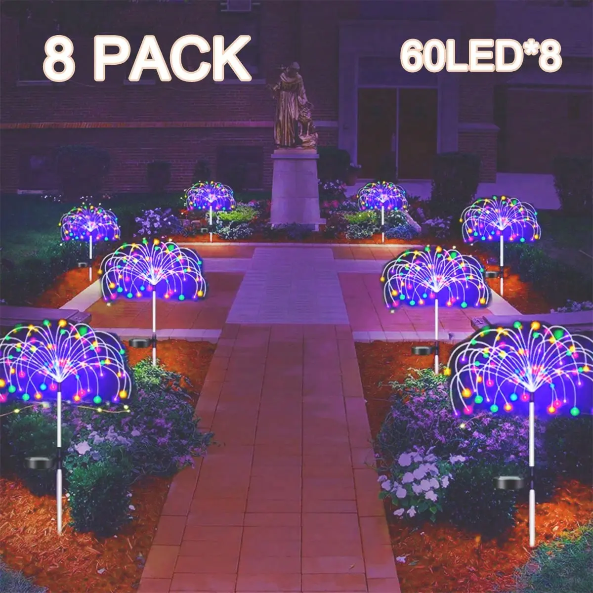 8 Packs Christmas Solar Firework Lights Starburst Sphere Lights 480 LED Outdoor Waterproof Copper Wire Lights 1PC 60LED Fairy Lights, Decorative Light For Garden, Eave, Patio, Gazebo
