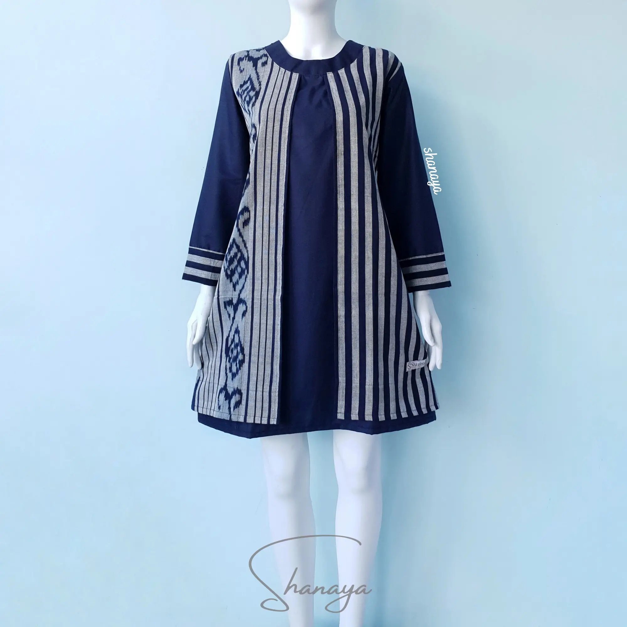 Shanaya Batik Tunik Tenun Kombinasi Toyobo Tenun Original Batik Kerja Baju Batik Wanita Resmi Batik Kondangan Cantik Elegan kain katun atasan  seragam  panjang  formal Muslim Nyaman Kantor Motif Hitam