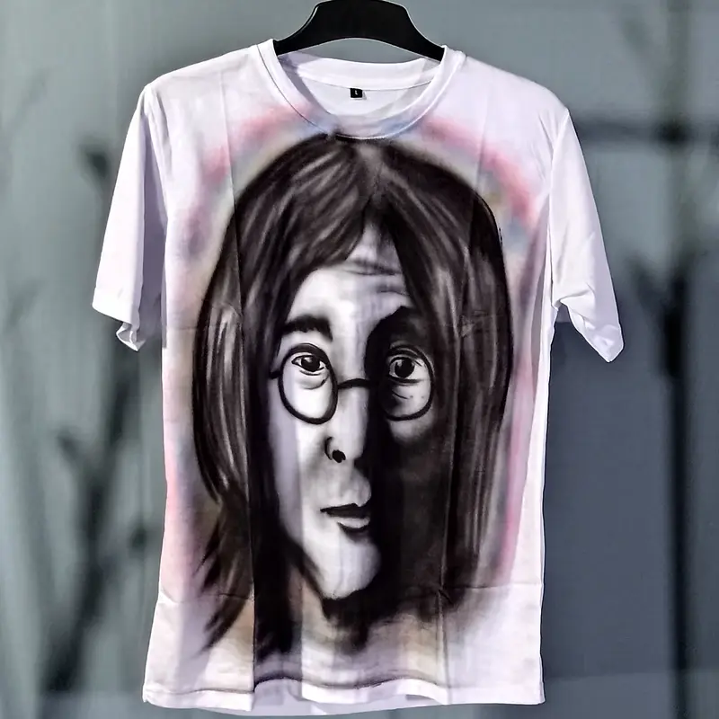 Mangap T Shirt John Lennon Airbrush Combed Custom Kaos Lokal Pria Oblong Distro Polos Surfing Keren 0