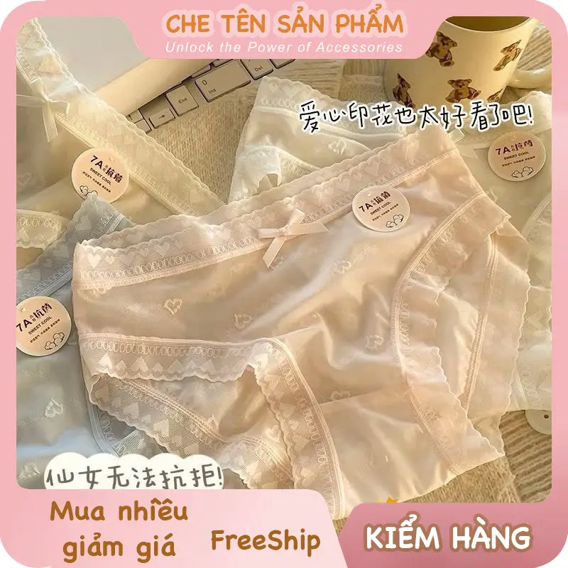 Set 10 quần lót nữ lụa ren tàng hình, quần chip su lụa siêu xinh không lộ viền, thông hơi, kháng khuẩn S7A - Pinksoul