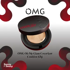 OMG Oh My Glam Coverlast Cushion 15g - Cushion Foundation Concealer Skin Tint Make Up - High Coverage Dewy Finish - Poreless Cushion - Glow Cushion - Tahan Lama Hingga 12 Jam Tanpa Oksidasi Menyamarkan Kemerahan, Bekas Jerawat, dan Noda Hitam Liquid ..