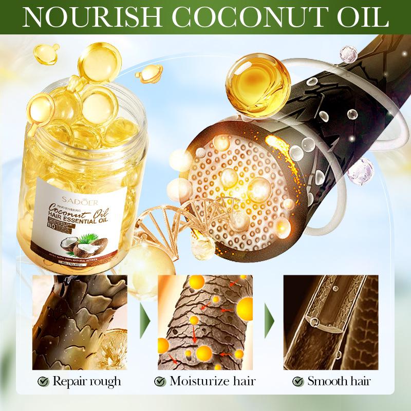 Full English Hair Care Essential Oil Capsules Sadoer Coconut Oil Nourishing Smooth Hair Conditioner Cross-Border Foreign Trade Factory Outlet Haircare Comfort 3