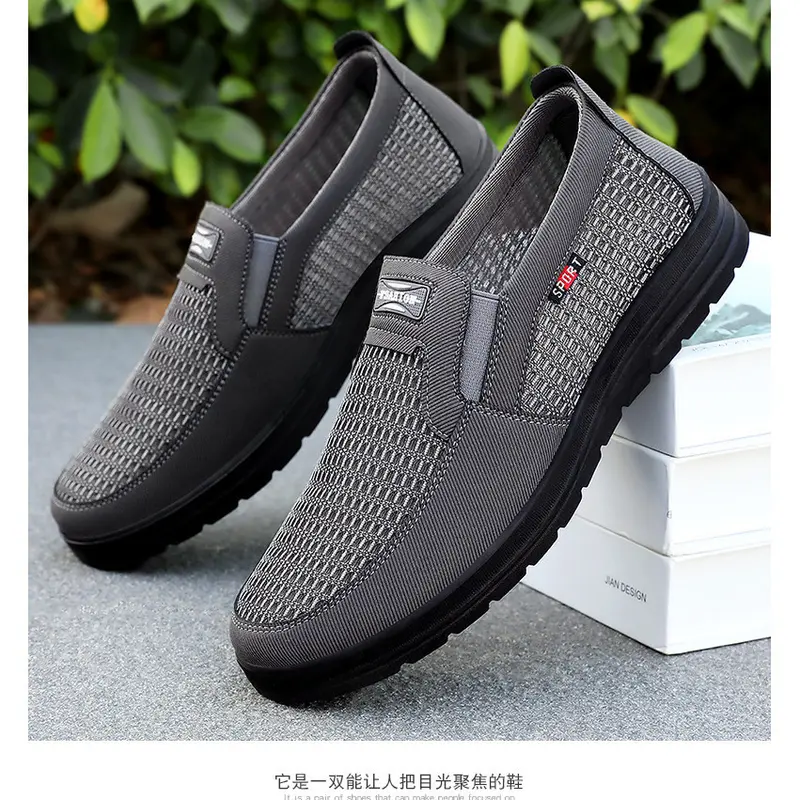 Giày Vải Công Sở Nam Đế Bằng Siêu Nhẹ Chất Liệu Lưới Đa Lớp Màu Thuần Khiết 4