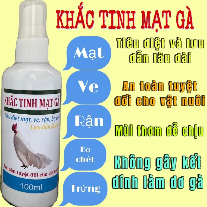 Dung dịch xịt Khắc Tinh Mạt Gà, Rận, Ve, Bọ Chét, Trứng 100ml 0