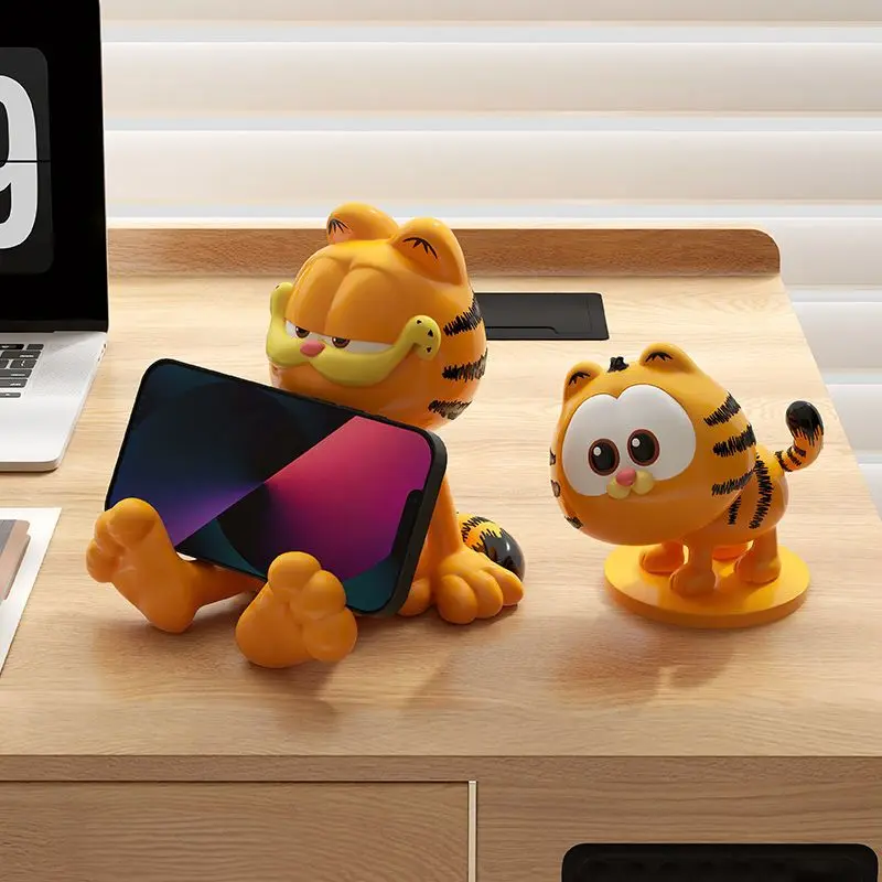 [99% Positive Review Rate Same Style] 2025 New Cute Garfield Movie Peripheral Phone Stand Living Room Desktop Decoration Multi-functional Ornament