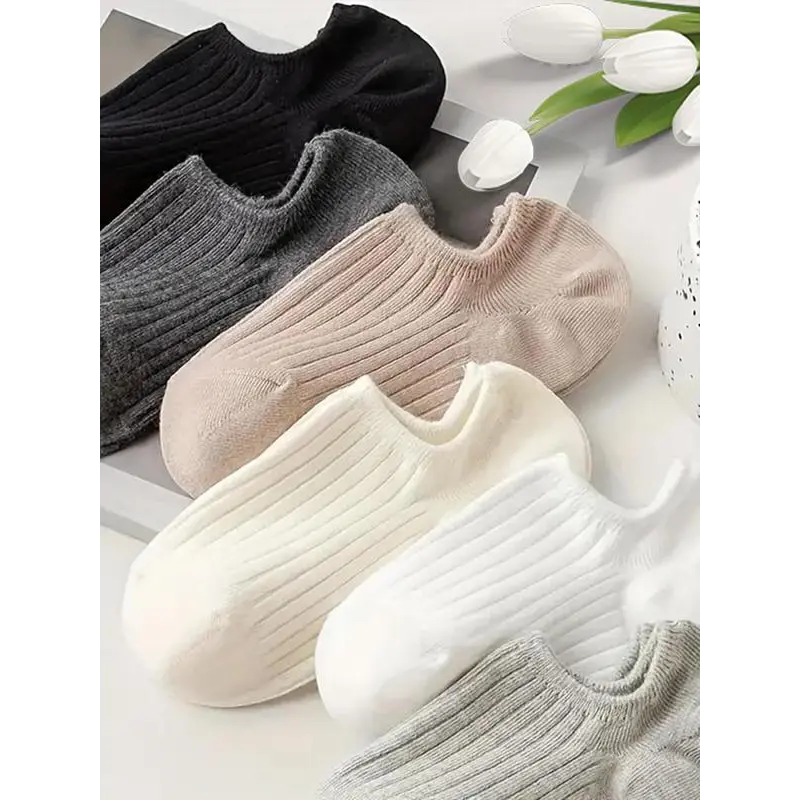 Women's Solid Color Ankle Socks, Casual Moisture Wicking Socks, Soft Comfy Breathable Socks for All Seasons Daily Wear Menswear Beige 4