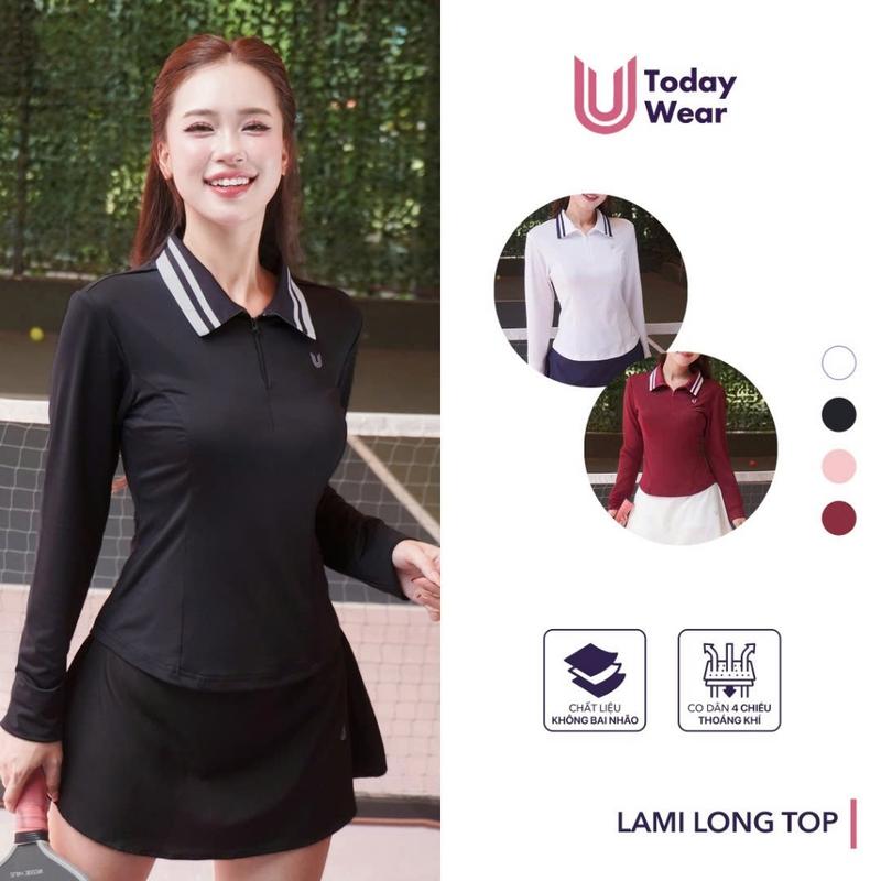 Áo thun thể thao dài tay nữ Lami Long Top Today U Wear vải co dãn thoáng khí ôm body chơi cầu lông tennis pickleball,..