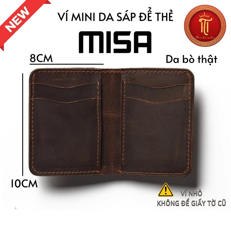  Ví mini siêu nhỏ đựng thẻ da bò nhập khẩu Bóp mini nhỏ gọn da sáp vintage | Size 8*10cm | Màu Đen  nâu   Socola | Ví ngắn Nam Wallet  Chữ Nhật Hình Chữ Nhật Nhiều Ngăn 