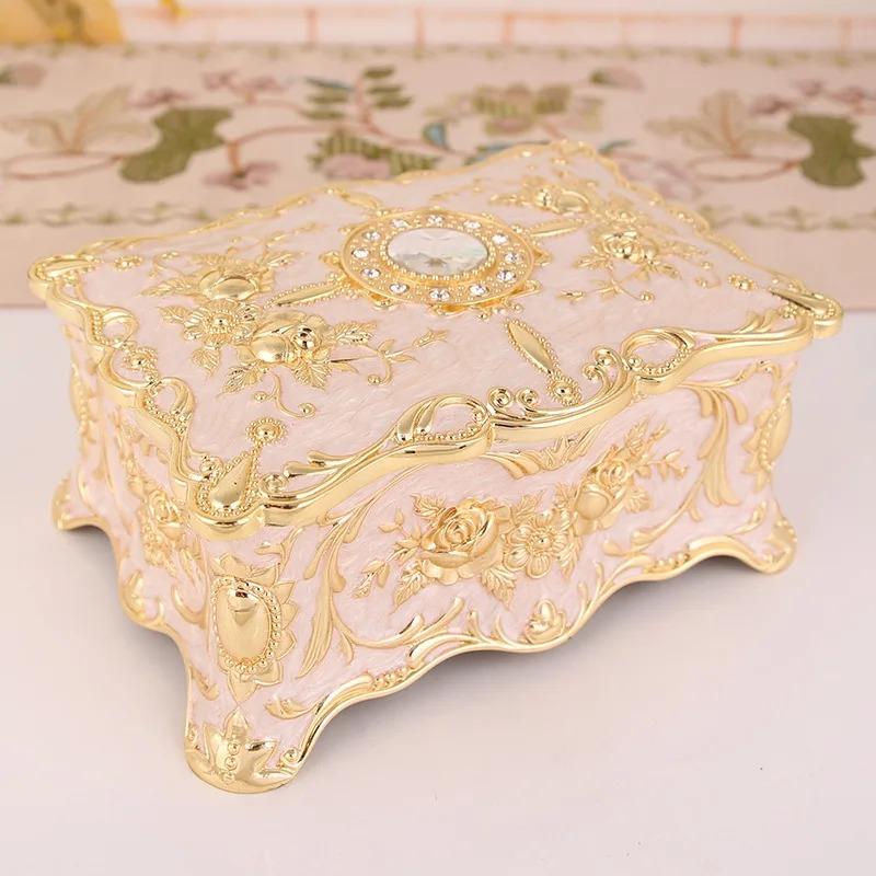 Product Introduction of European retro jewelry box metal enamel color creative ring necklace earrings storage box knot marriage gift 11