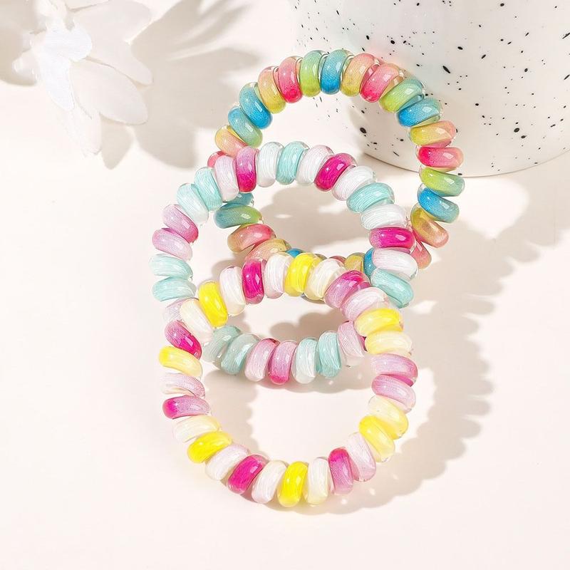 Product Introduction of Janpanese Hair Tie Stretch Spiral Cord Hair Ring Headwear Hair Rope Elastic Hair Tie Multicolor Scrunchies Multicolor Telephone Wire Hair Accessories 12