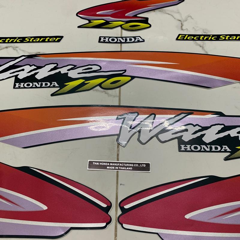 Bộ tem Wave Thái 110 đời 99 màu xanh nhớt hàng nhập Thái Lan chất lượng cao dànht rangtr lí riê n gcho dòng xe này, tem tẩy phim lên màu ánh kim loại zin theo xe, giá b ánc ực t ốt bán lẻ như bán sỉ Nhãn Dán