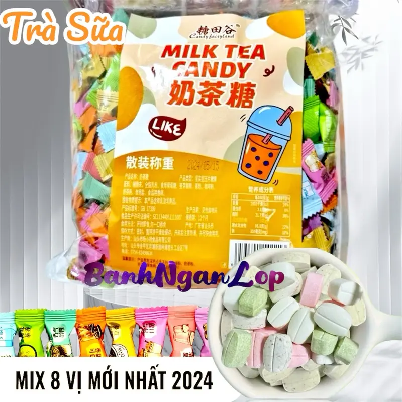 MIX 8 VỊ MILKTEA Kẹo Trà Sữa Ít Đường Assam, Latte, Matcha 100Gram Thơm Ngon Hot 2024 6