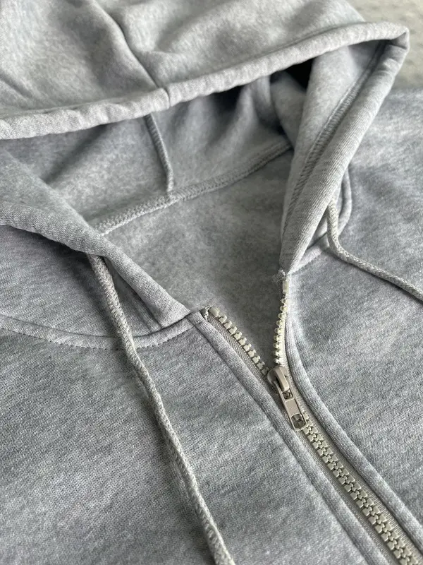 Women's Plain Drawstring Pocket Zip Up Thermal Lined Hoodie, Casual Drop Shoulder Long Sleeve Hooded Sweatshirt for Daily Wear, Ladies Clothes for All Seasons 5