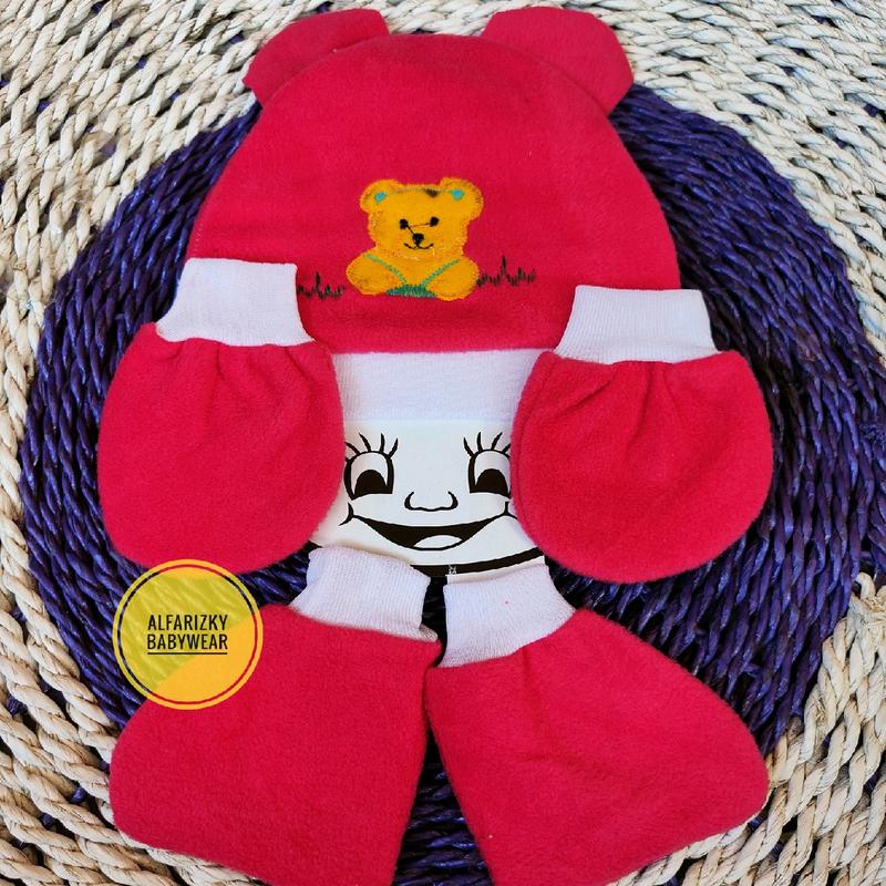 set topi + Sartaki bayi bahan fleece tebal 8