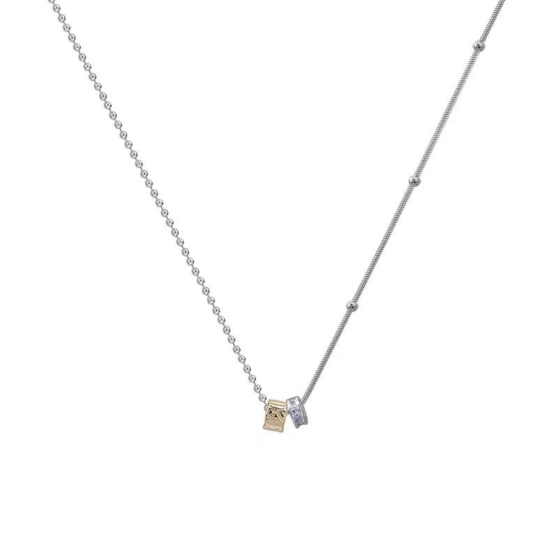 Product Introduction of Vòng cổ nhẫn đôi vàng Zircon đính cườmMàu bạc dành cho phụ nữ, thiết kế ngách sang trọng giá cả phải chăng, phụ kiện đơn giản và tinh tế 4