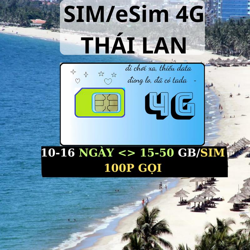 Sim Và eSim 4G Thái Lan Gói (3-10) Ngày / (15-50)GB/Sim. Esim ib shop 0