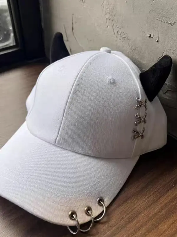 Cute Cat Ear Decor Baseball Cap, Street Style Rings Decor Baseball Cap for Men & Women, Fashion Accessories for Outdoor Sports 5