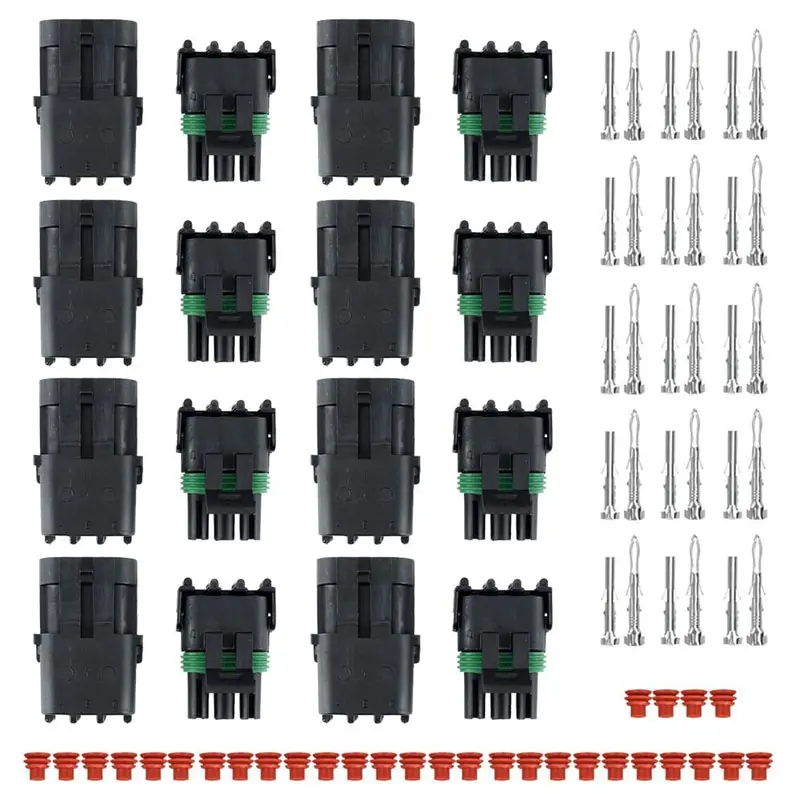 10 Sets 1/2/3/4/6 Pin Way AMP Super Sealed Waterproof Automotive Male Female Wire Connector Electrical Plug Terminals for Cars