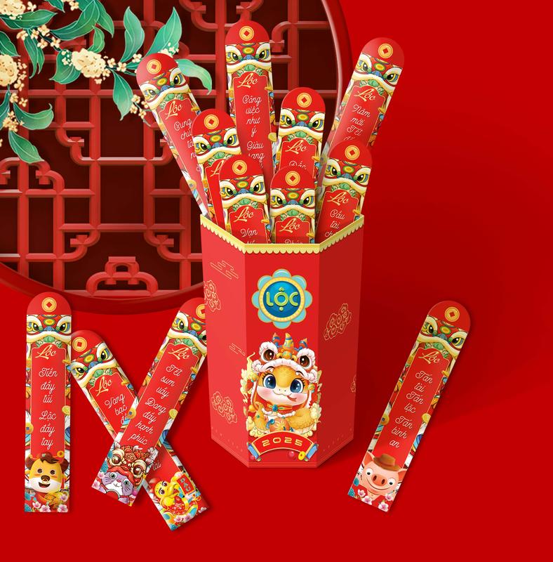 Lì xì gieo quẻ phát lộc Hộp 6 cạnh lục giác cao cấp