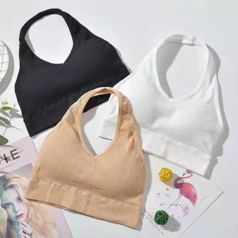 BRA519 Tanpa Kawat Tali Leher Bra Olahraga Wanita Nyaman Sport Bh 7