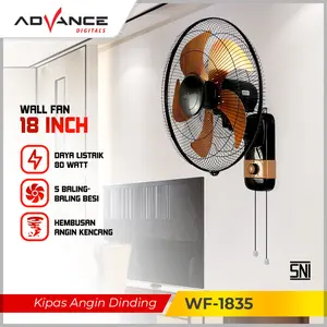 Kipas Angin dinding Advance WF-1835 18 inci baling 5 stainless kipas angin Tornado fan Swing / kipas dinding tornado 18 inch / kipas besi kipas