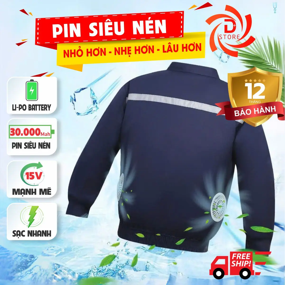 Áo Quạt điều hòa Nhật Bản DSTORE - Bảo hành 12 tháng Chính Hãng  Jacket Menswear Nam